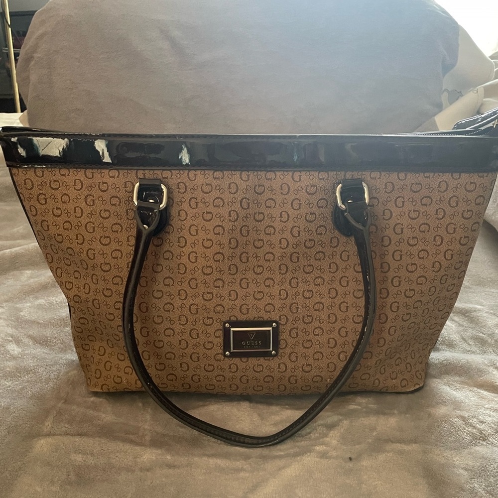 Guess  Brown and Tan Tote Purse